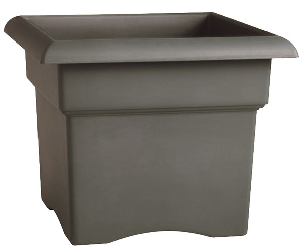 Bloem Veranda VER18908 Deck Box Planter, 18 in W, Square, Plastic, Charcoal [SKU: ORG4693669]