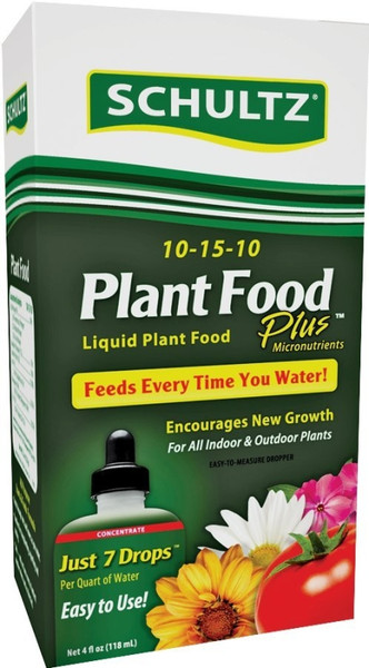 Schultz Plant Food Plus SPF45160 All-Purpose Plant Food, 4 oz Bottle, Liquid, 10-15-10 N-P-K Ratio [SKU: ORG1466564]