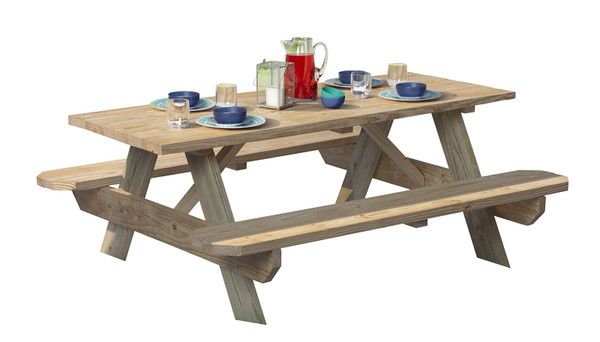 UFP 106116 Picnic Table, 27-1/2 in W, 6 ft H, Pine Table, Southern Yellow Table [SKU: ORG3517620]