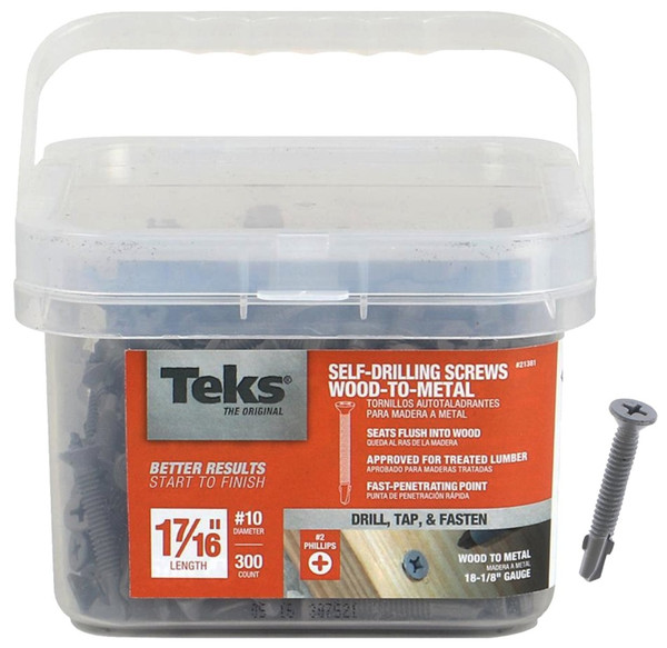 Teks 21381 Screw with Wing, 1-4/9 in L, Flat Head, Phillips Drive, Self-Tapping Point, Steel, Zinc [SKU: ORG1374099]