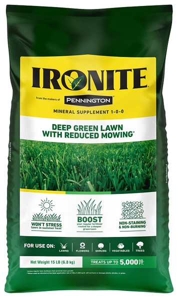 Ironite 100524194 Lawn Fertilizer, 15 lb Bag, 1-0-1 N-P-K Ratio [SKU: ORG7579980]