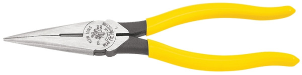KLEIN TOOLS D203-8 Nose Plier, 8-7/16 in OAL, 1-1/4 in Jaw Opening, Yellow Handle, Dipped Handle, 1 in W Jaw [SKU: ORG6372296]