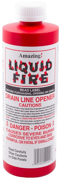 Liquid Fire LF-P-24 Drain Opener, Liquid, Dark Amber, Slight Pungent, 16 oz Bottle [SKU: ORG6277172]