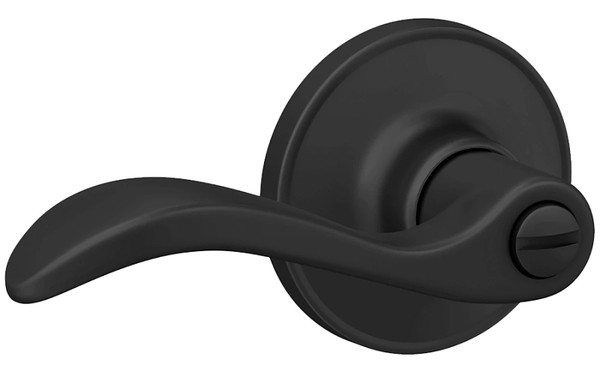Schlage J Series J40 SEV 622 Privacy Door Lockset, Turn Button Lock, Lever Handle, Metal/Zinc, Matte Black [SKU: ORG9696808]