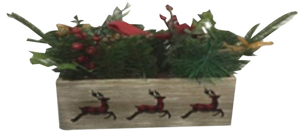 Hometown Holidays 23601 Decorated Wooden Box, White Wash, Wood [SKU: ORG0943068]