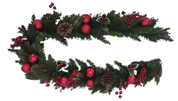 Hometown Holidays 38602 Holly Berry Garland, PVC, Hangtag Mounting [SKU: ORG0110908]
