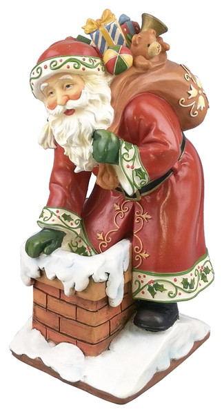 Hometown Holidays 89407 Christmas Figurine, Christmas Santa on a Chimney, Assorted [SKU: ORG4292207]