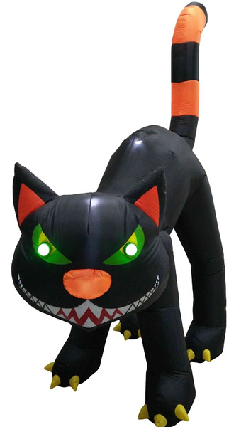 Hometown Holidays 90503 Inflatable Black Cat, 10 ft H, Nylon, Black, LED Bulb, Internal Light/Music: Internal Light [SKU: ORG5584693]
