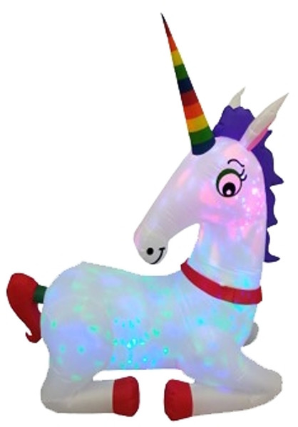 Hometown Holidays 90606 Unicorn Inflatable, 5 ft H, Multi-Color, Internal Light/Music: Lights [SKU: ORG7403348]