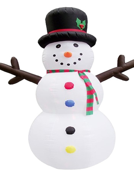 Hometown Holidays 90608 Snowman Inflatable with Mitten, 8 ft H, White Snowing Projector Lights, LED Bulb [SKU: ORG7240393]