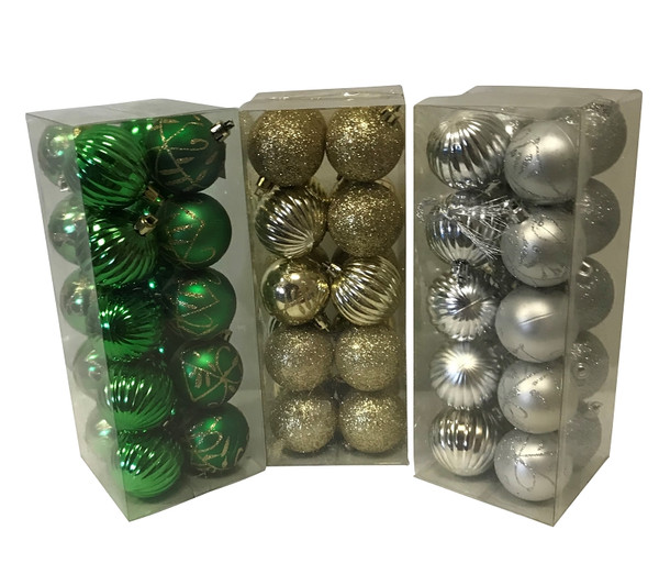 Hometown Holidays 99913 Decorated Ball Ornament, 50 mm H, PVC, Blue/Gold/Green/Purple/Red/Silver [SKU: ORG9524729]