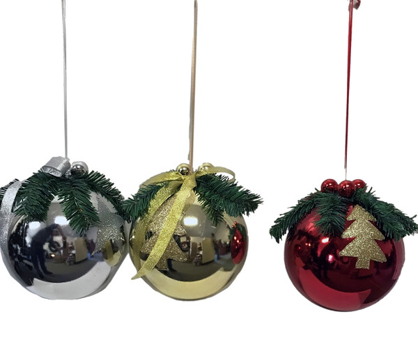 Hometown Holidays 99931 Decorated Ball Ornament, 200 mm H, PVC, Blue/Gold/Green/Red/Silver [SKU: ORG9594342]