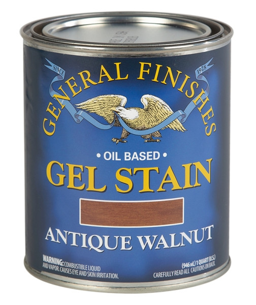GENERAL FINISHES AQ Gel Stain, Antique Walnut, Liquid, 1 qt, Can [SKU: ORG5335641]