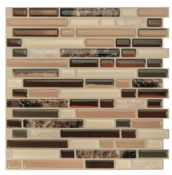 Smart Tiles Mosaik Series SM1034-4 Wall Tile, 10 in L Tile, 10.06 in W Tile, Bellagio Keystone Pattern, Vinyl [SKU: ORG4706958]