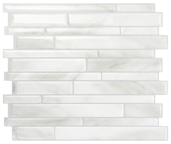 Smart Tiles Mosaik Series SM1119G-04-QG Wall Tile, 11.55 in L Tile, 9.63 in W Tile, Milano Massa Pattern, Gray/White [SKU: ORG7447147]