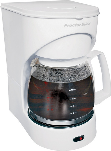 Proctor Silex 43501Y Coffee Maker, 12 Cups Capacity, 900 W, Glass, White, Automatic Control [SKU: ORG3719937]