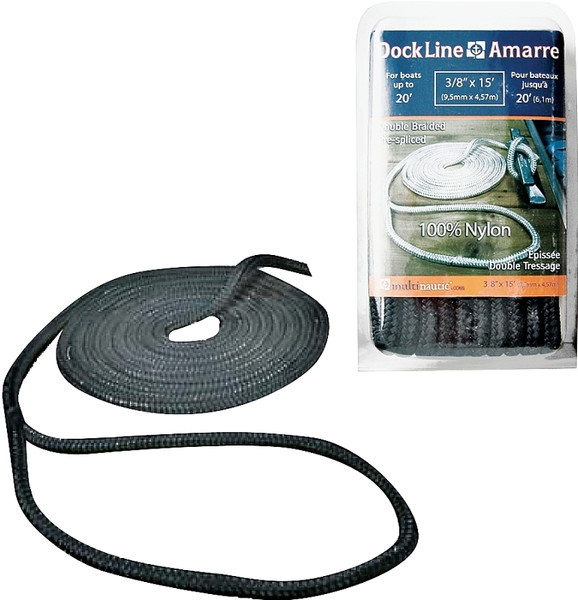 Multinautic 34901 Pre-Spliced Dock Line, Nylon, Black [SKU: ORG4715744]