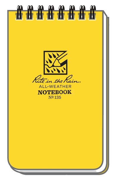 Rite in the Rain 135 Pocket Notebook, 3 x 5 in Sheet, 50-Sheet, White Sheet, Top Spiral Binding [SKU: ORG7196173]