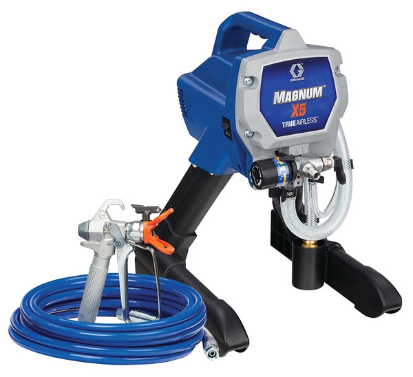 GRACO Magnum X5 Series 262800 Electric TrueAirless Sprayer, 0.5 hp, 75 ft L Hose, 0.009, 0.011, 0.013, 0.015 in Tip [SKU: ORG3703881]
