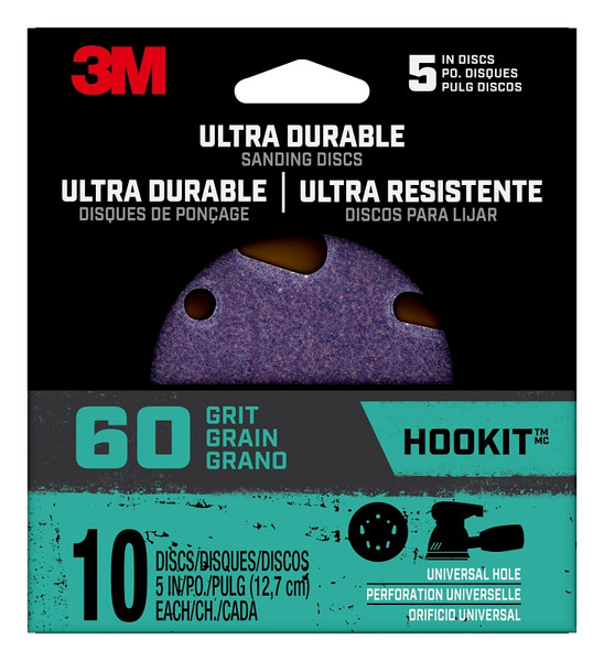 3M 27313 Power Sanding Disc, 5 in Dia, 60 Grit, Coarse, Ceramic Abrasive, 5-Hole, 8-Hole [SKU: ORG7375447]