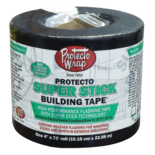 Protecto Wrap 844004SW Super Stick Building Tape, 75 ft L, 4 in W, Silver [SKU: ORG4825246]
