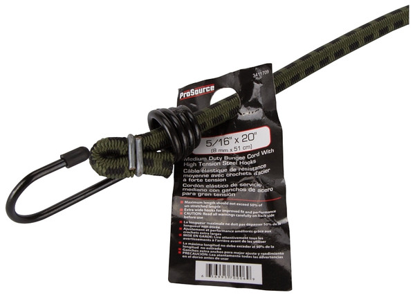 ProSource FH64016 Stretch Cord, 8 mm Dia, 20 in L, Polypropylene, Camouflage, Hook End [SKU: ORG3411709]