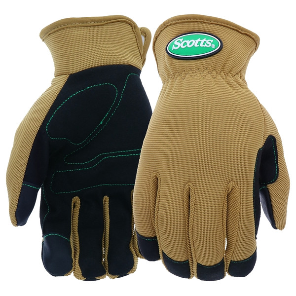 Scotts SC86111-L Gloves, Women's, L, Reinforced Thumb, Shirred Elastic Cuff, Spandex/Synthetic Leather, Brown [SKU: ORG5916408]
