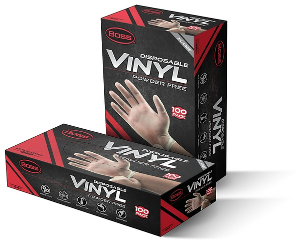 BOSS B23021-XL Disposable Gloves, XL, Vinyl, Powder-Free, Clear [SKU: ORG0592469]