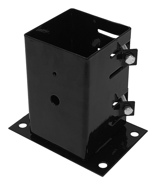 Nuvo Iron BDPA4B Bolt Down Post Base Anchor, 4 x 4 in Post, 14 ga Gauge, Steel, Black, Gloss/Powder-Coated [SKU: ORG9443888]