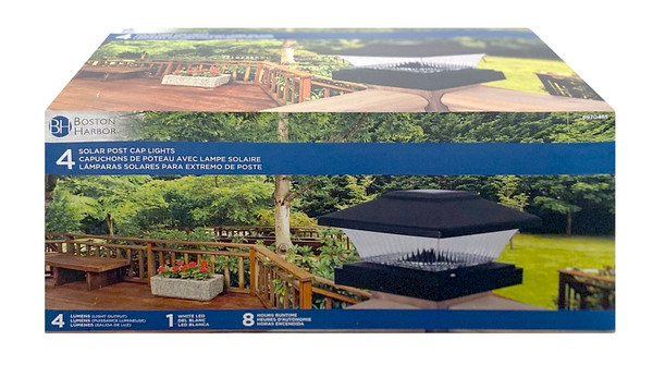 Boston Harbor Solar Fence Postcap, Ni-Mh Battery, AA Battery, 1-Lamp, Plastic Fixture, Black [SKU: ORG8970485]