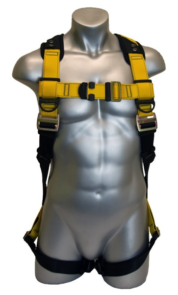 GUARDIAN FALL PROTECTION 3 Series 37101 Full Body Harness, M/L, 130 to 420 lb, Polyester Webbing, Black/Yellow [SKU: ORG0248757]