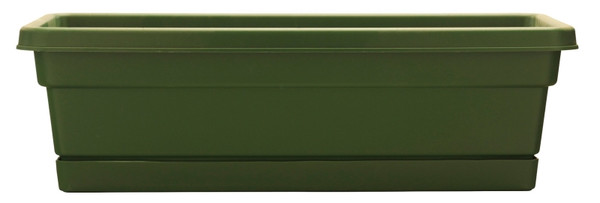 Southern Patio Rolled Rim WB3012OG Window Box Planter, 8 in W, 29-3/4 in D, Dynamic Design, Polyresin, Olive Green [SKU: ORG1124387]