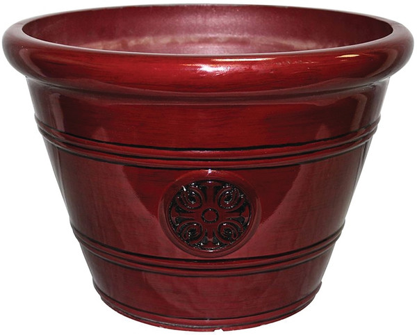 Southern Patio HDP-019299 Modesto Planter, 12 in W, 12 in D, Vinyl, Oxblood [SKU: ORG8248866]