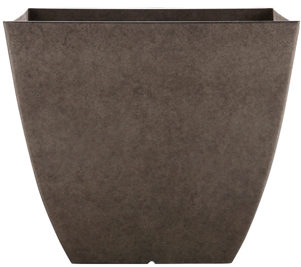 Southern Patio HDR-091677 Newland Planter, 16 in W, 16 in D, Square, Plastic/Resin, Gray, Stone Aesthetic [SKU: ORG0942490]