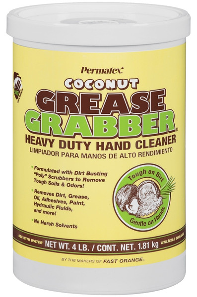 Permatex Grease Grabber 14106 Hand Cleaner, Paste, Yellow, Coconut, 4 lb Tub [SKU: ORG8137622]
