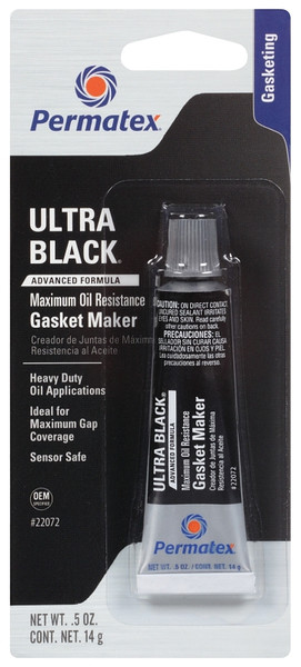 Permatex Ultra Black 22072 Gasket Maker, 0.5 oz Tube, Paste, Mild [SKU: ORG6212427]