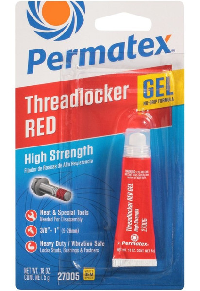 Permatex 27005 Threadlocker, Gel, Mild, Red, 5 g [SKU: ORG1920396]