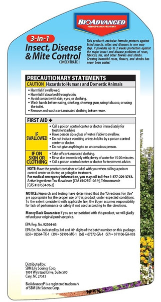 BioAdvanced 708285A Disease and Mite Control, Liquid, Spray Application, 32 oz Bottle [SKU: ORG2859981]