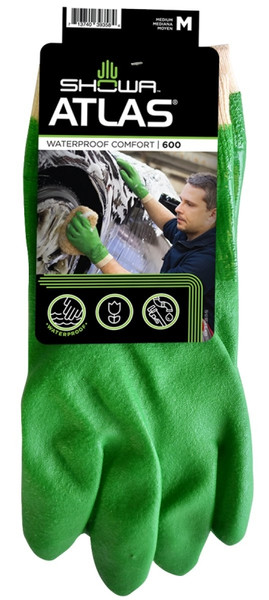 ATLAS 600M-08.RT Ultra-Flexible Coated Gloves, M, Knit Wrist Cuff, PVC Glove, Green [SKU: ORG1046671]