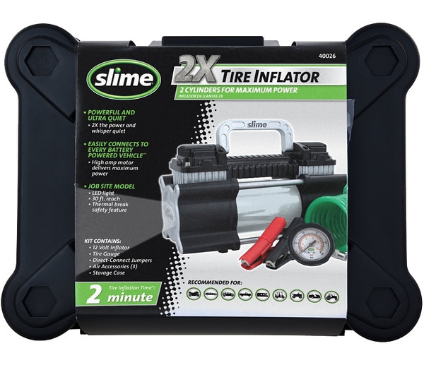 Slime 2X 40026 Tire Inflator, 12 V, 0 to 150 psi Pressure, Dial Gauge [SKU: ORG7187271]