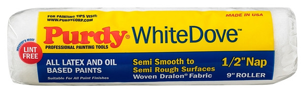 Purdy White Dove 144670093 Paint Roller Cover, 1/2 in Thick Nap, 9 in L, Dralon Fabric Cover [SKU: ORG6114813]