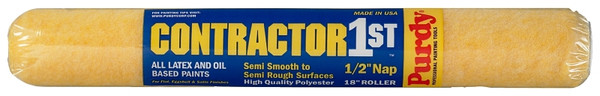 Purdy Contractor 1st 144688183 Paint Roller Cover, 1/2 in Thick Nap, 18 in L, Polyester Cover [SKU: ORG7214000]