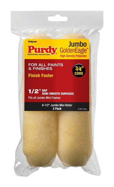 Purdy Golden Eagle 14G626023 Roller Cover, 1/2 in Thick Nap, 6-1/2 in L, Polyester Cover [SKU: ORG0179374]