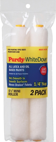 Purdy White Dove 14G605060 Paint Roller Cover, 1/4 in Thick Nap, 6-1/2 in L, Woven Dralon Fabric Cover, White [SKU: ORG3351913]