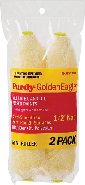 Purdy Golden Eagle 140605063 Paint Roller Cover, 1/2 in Thick Nap, 6-1/2 in L, Polyester Cover [SKU: ORG5618756]