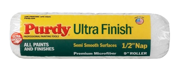 Purdy Ultra Finish 140678093 Roller Cover, 1/2 in Thick Nap, 9 in L, Microfiber Cloth Cover [SKU: ORG2732683]