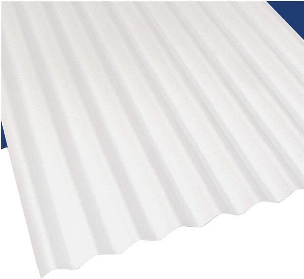Sun N Rain 103694 Corrugated Roofing Panel, 12 ft L, 26 in W, PVC, White [SKU: ORG9473935]