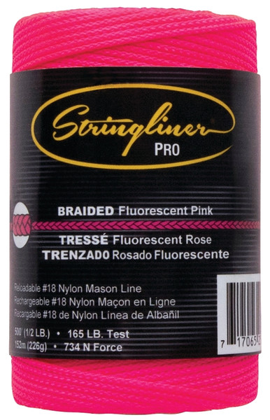 Stringliner Pro Series 35462 Construction Line, #18 Dia, 500 ft L, 165 lb Working Load, Nylon, Fluorescent Pink [SKU: ORG7029390]