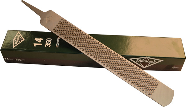 Diamond Farrier HR14N Horse Rasp/File, Rectangular Profile, American Tooth Pattern, Single Cut, 14 in L Blade [SKU: ORG3009727]