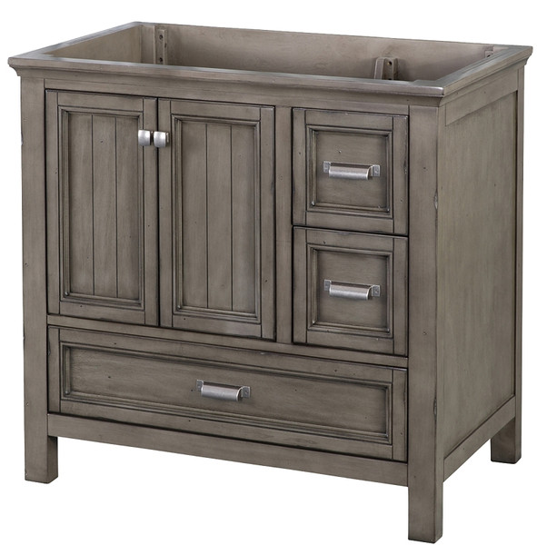 Foremost Brantley Series BAGV3622D Vanity, Wood, Distressed Gray, 2-Cabinet Door, 3-Drawer [SKU: ORG9206921]